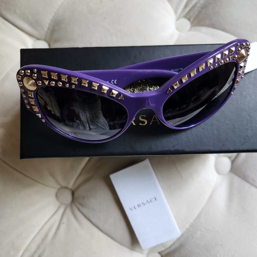 Versace eye glasses embellished purple NEW